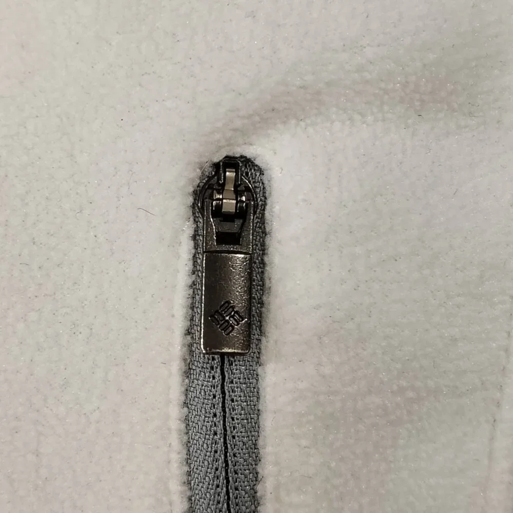 Columbia Sportswear Full Zip Fleece Jacket Womens Size Medium White Gray Pockets - Picture 16 of 16